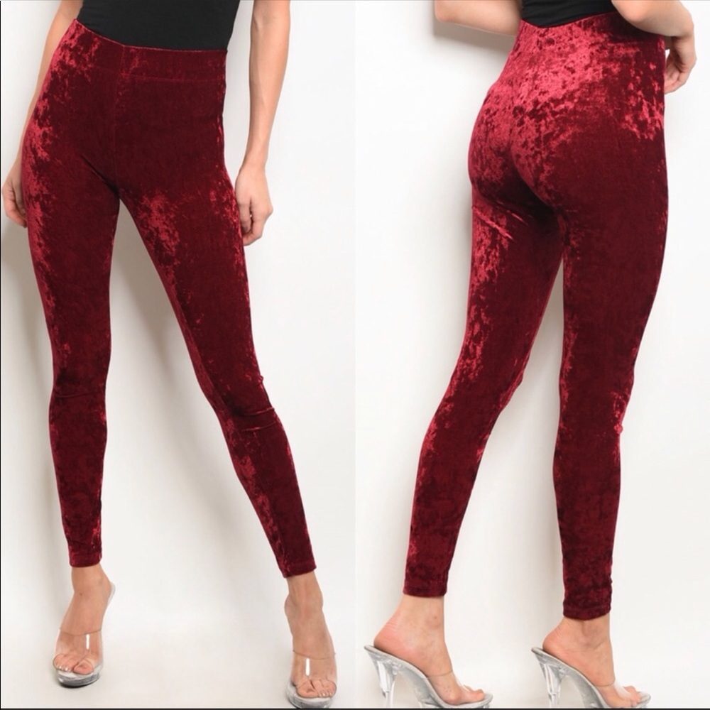 Red/Burgundy Velvet Leggings